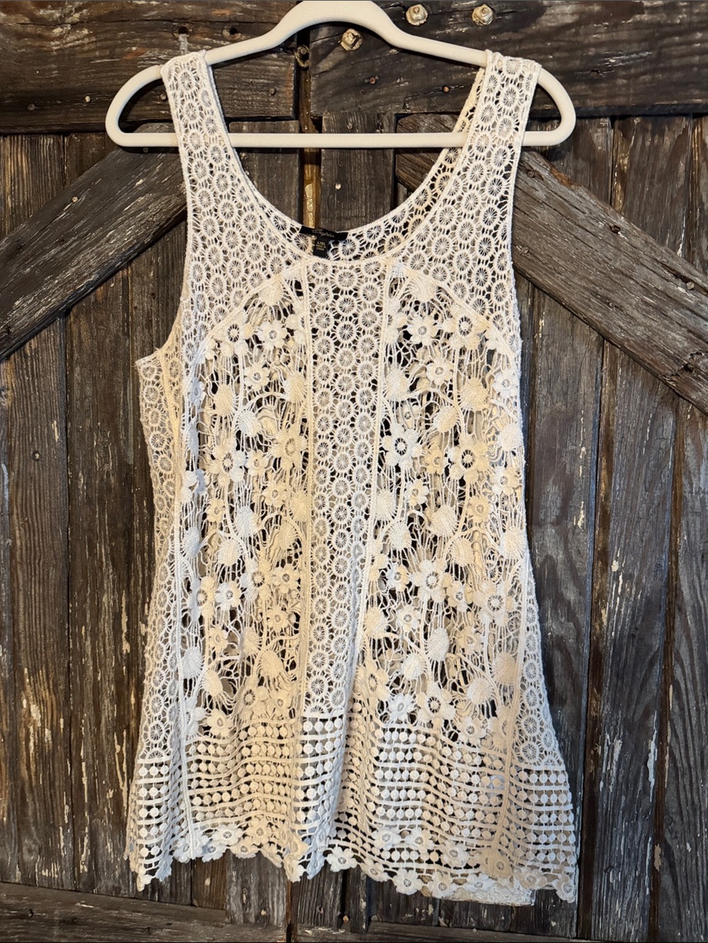 Cupio Cream Crochet Lace Tank